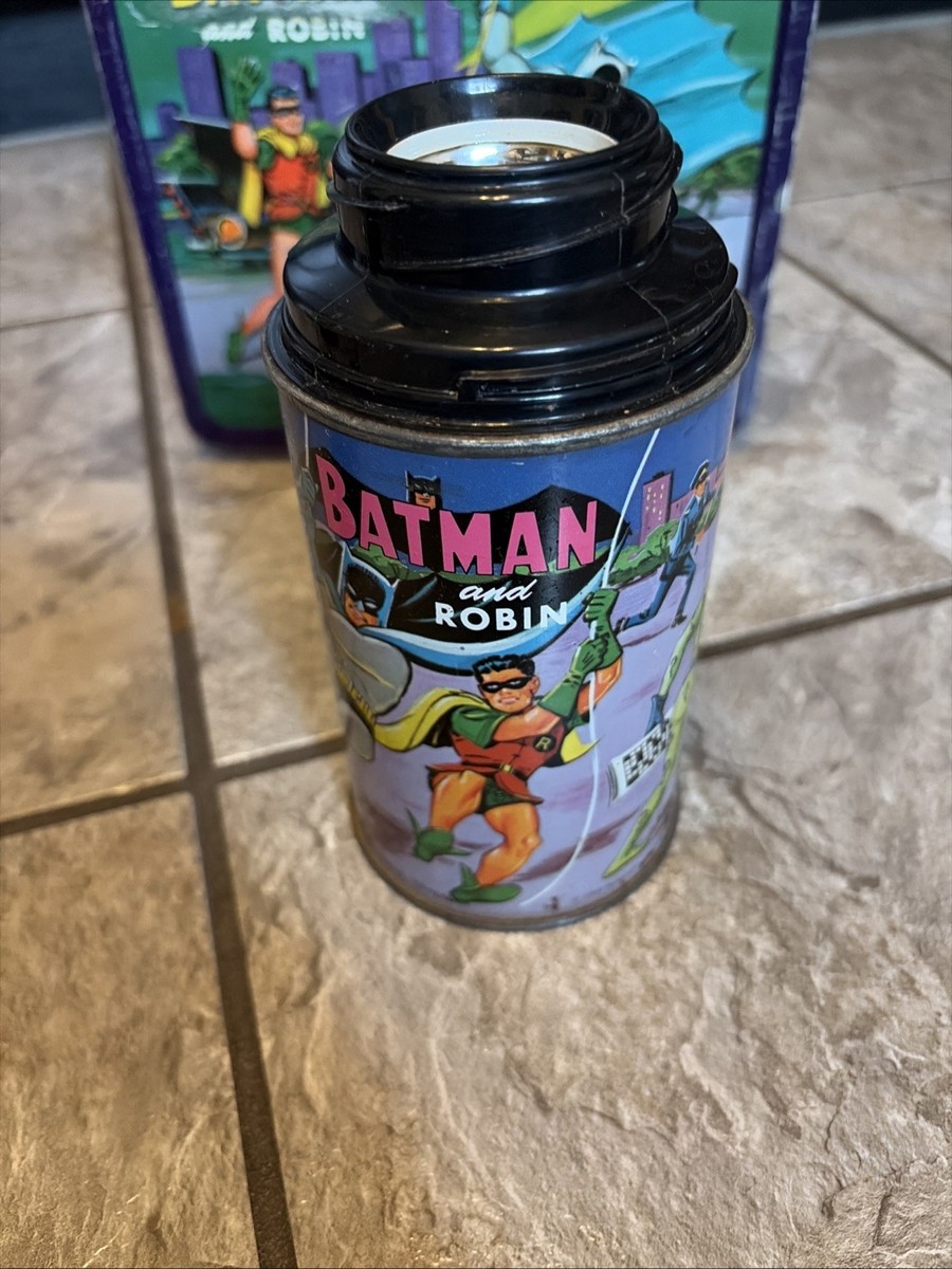 Vintage 1966 BATMAN and ROBIN Aladdin Lunch Box W/Thermos Free