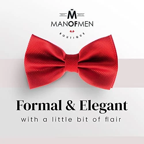 Bow Tie for Men Polyester Solid Pretied Bowties Adjustable Tuxedos Bowtie 1 Red - Image 3 of 4