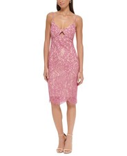 Guess Women's Border-Scallop Corded Lace Cutout Dress (Mauve/Nude, 8)