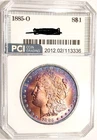 1885-O Gem BU ++++ Mark Free Rainbow Color Toned Morgan Dollar Stunning !