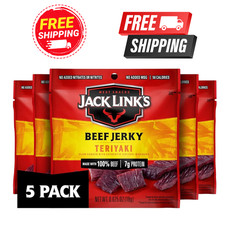 5 Pack Jack Link's Beef Jerky, Teriyaki, Multipack Bags   Flavorful Meat Snacks