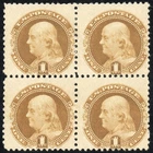 US Stamps # 133a Unused F-VF Fresh Block Of 4 Rare Scott Value $1,850.00
