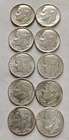Lot of 10 - U.S. 90% Silver Roosevelt Dimes 1962- 1964 P D XF $1 Face #46