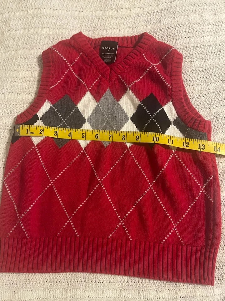 George Youth Vest Boys size 7 RED knit cotton sleeveless uniform casual - Image 4 of 4