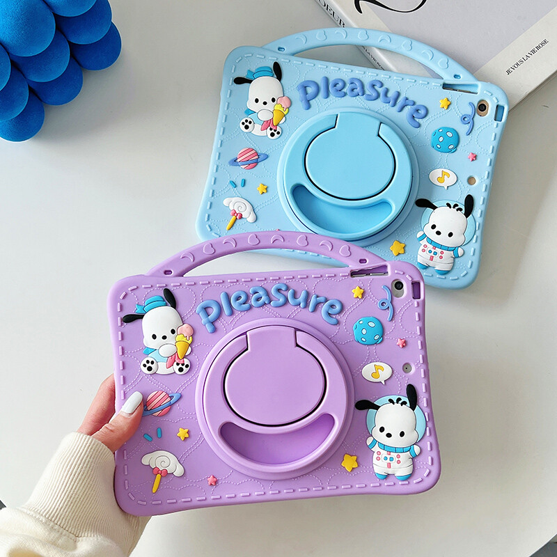 For Apple iPad 67 Pochacco Portable Silicon Soft 360°Rotating