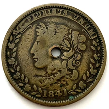 1841 1C Millions for Defense Not One Cent Hard Times Token HT-58: Holed