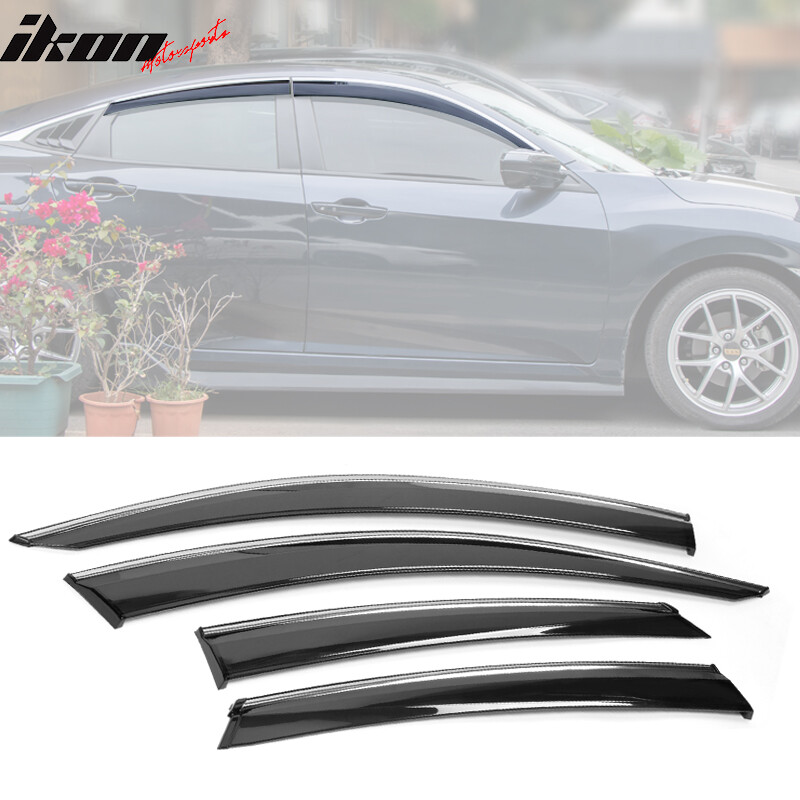 Fits 16-21 Honda Civic 4Dr OE Style Window Visor Rain Deflector W 