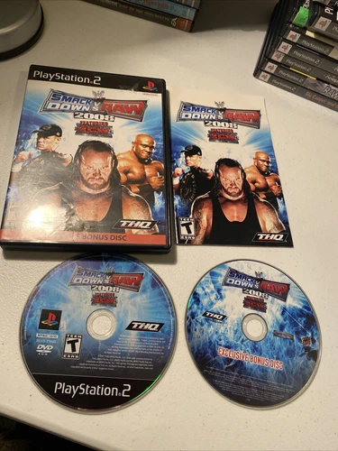 WWE SMACKDOWN VS RAW 2008 W/ BONUS DISC COMPLETE CIB PLAYSTATION 2 PS2 GAME GH