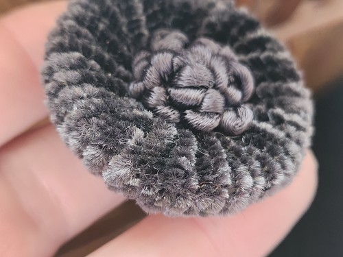 Haute couture énorme bouton ancien doudou passementerie gris 4,5 cm ref 3274 - Picture 3 of 5