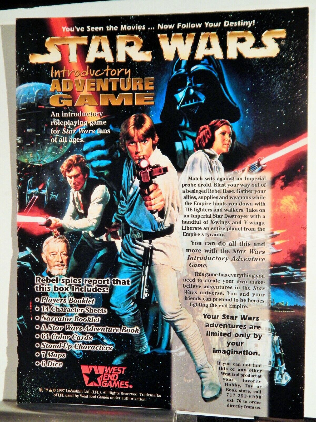 STAR WARS INTRO ADVENTURE GAME FROM WEST END GAMES ORIGINAL 1997 VTG AD