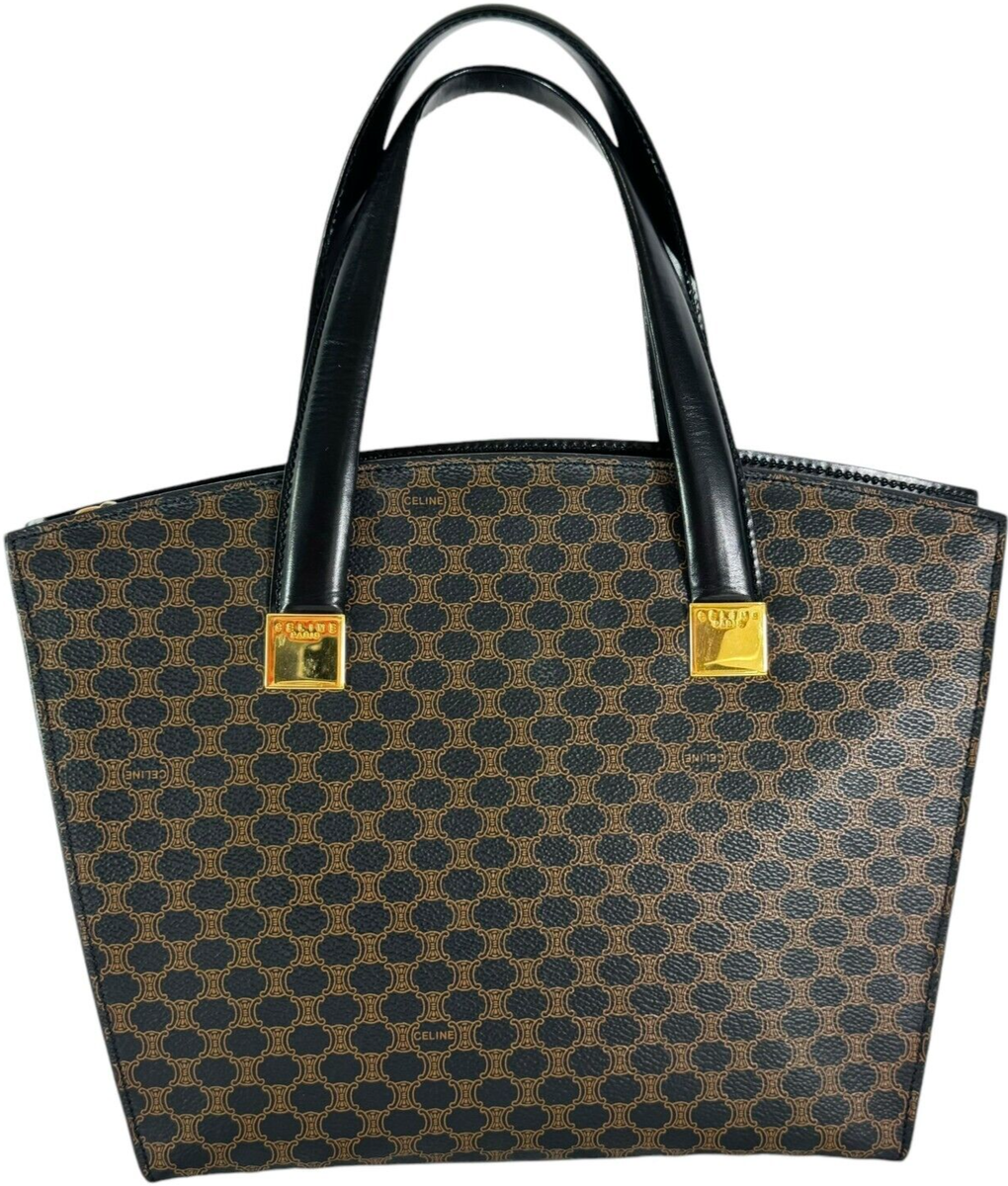 【CELINE】vintage macadam tote bag★セリーヌ トートバッグ CELINE Vintage Black Canvas Macadam Tote Bag Made in Italy