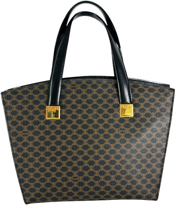 【CELINE】vintage macadam tote bag★セリーヌ トートバッグ CELINE Vintage Black Canvas Macadam Tote Bag Made in Italy