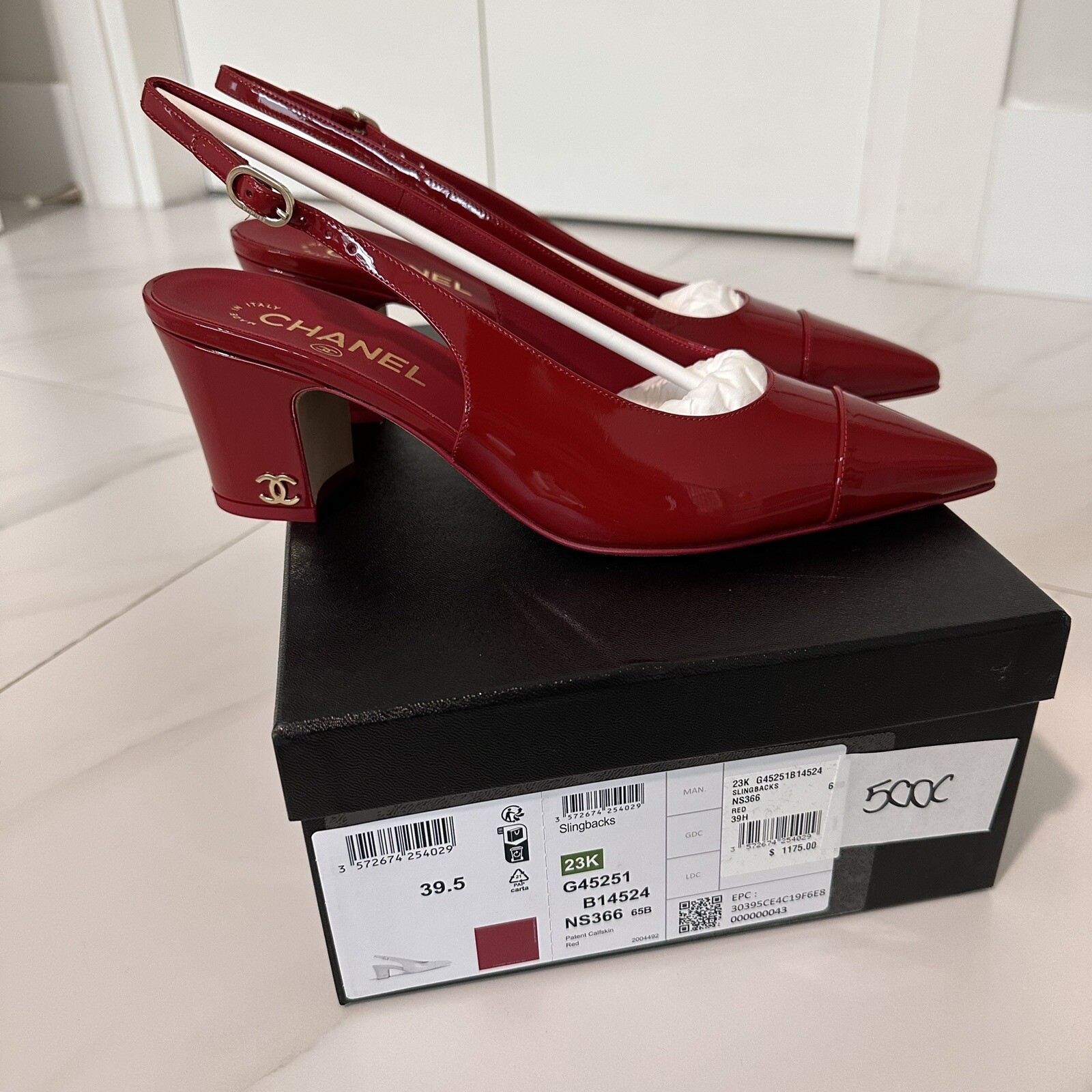 SOLD OUT Chanel Red Paten leather Heels Sz 9.5 image 3