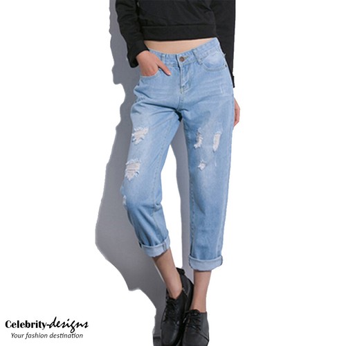 Ladies Vintage Ripped Boyfriend Jeans 
