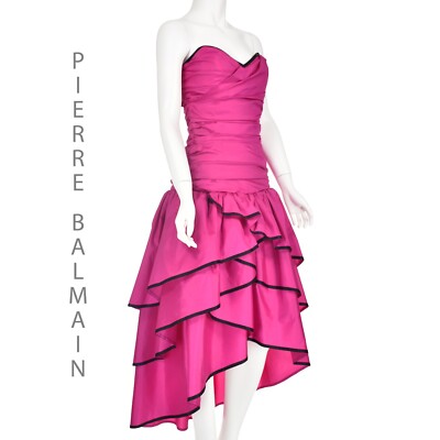 PIERRE BALMAIN Rare Vintage Pink Flamenco Style Strapless Hi Lo Party Dress XS 2 | eBay PIERRE BALMAIN Rare Vintage Pink Flamenco Style Strapless Hi Lo Party Dress XS 2 | eBay