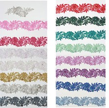 Handmade Embroidered Corded Beaded Edging Motifs Trim 3 " width 16 Colours #15