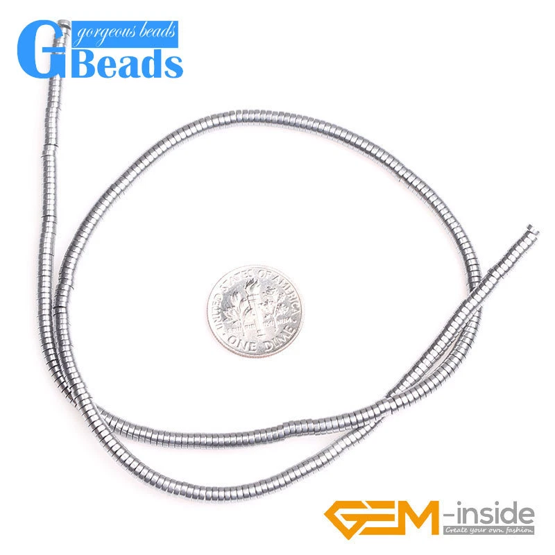 Металлическое покрытие гематит Heishi прокладка бисер для ювелирных изделий делает прядь 15 «2 x 4 мм - Изображение 3 из 4