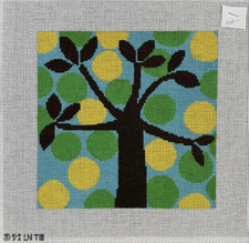 Stitch Its / Brightly Colored Tree Handpainted Needlepoint Canvas 13ct 7.5 x 8