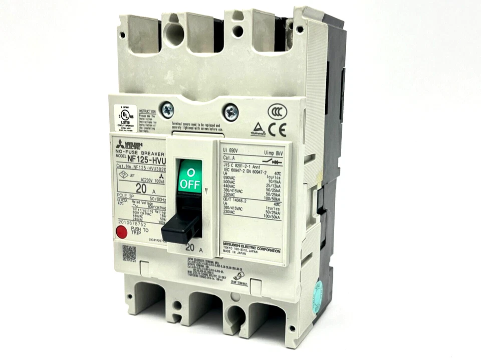 Disyuntor caja moldeada 3 polos 20A Mitsubishi NF125-HVU3P20A Foto 2 de 4