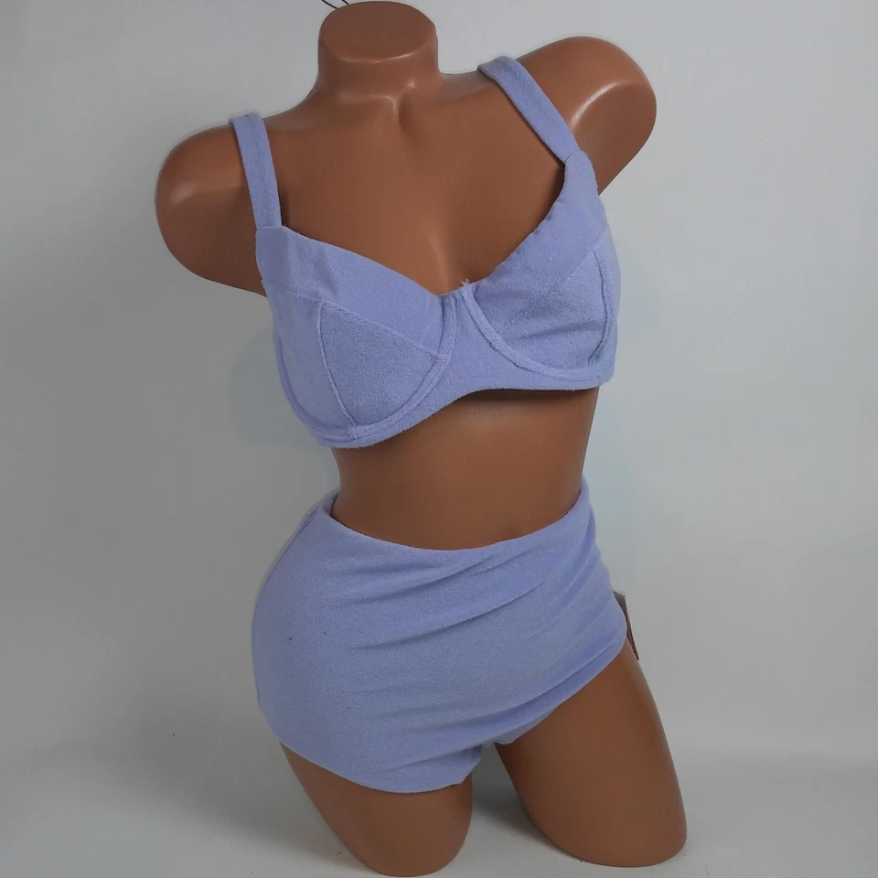 Bikini de natación Victoria Secret 36DD superior medio inferior púrpura tela de felpa lisa alta Foto 3 de 4