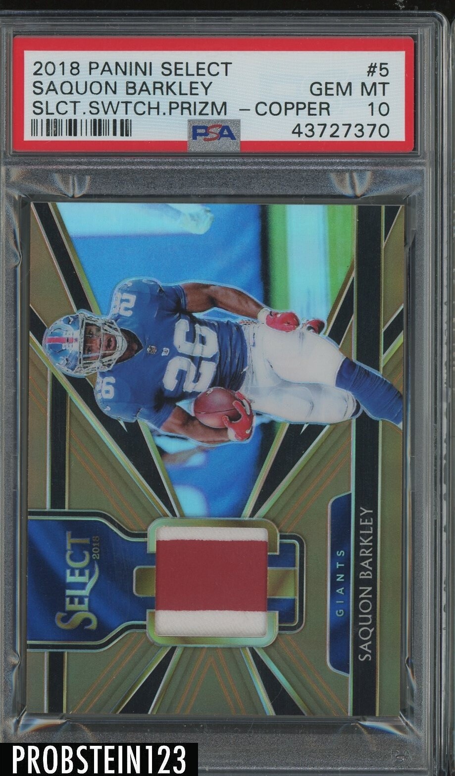Saquon Barkley Panini Select Select Swatches Prizm #5 Copper
