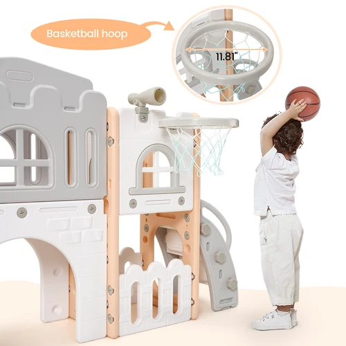 8 In 1 Toddler Slide, Kids Slide with Climber Playset, Indoor Outdoor Playground - Picture 6 of 11