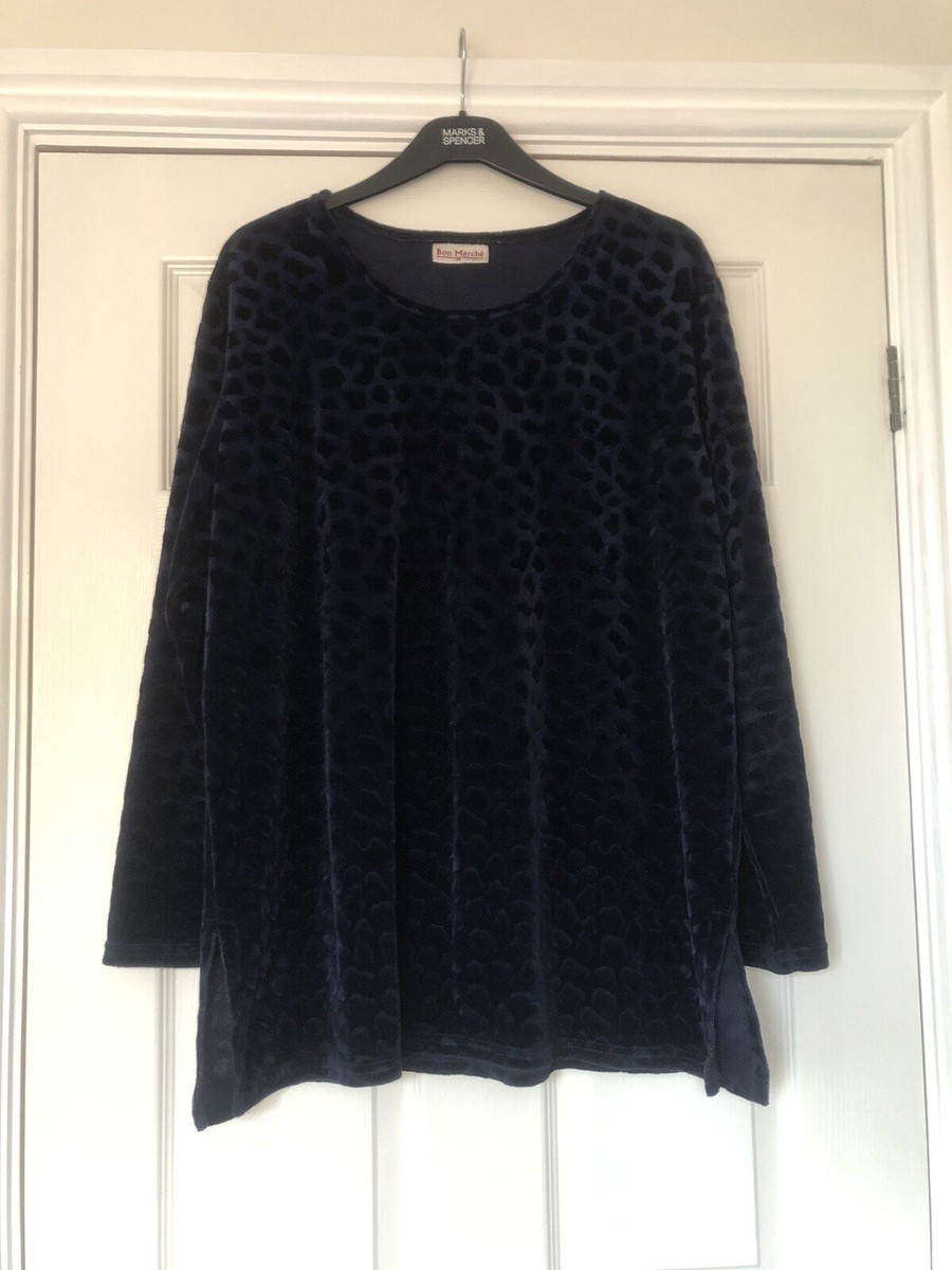 Bon Marche 20 Top Ladies Dark Blue Long Sleeves Evening Women