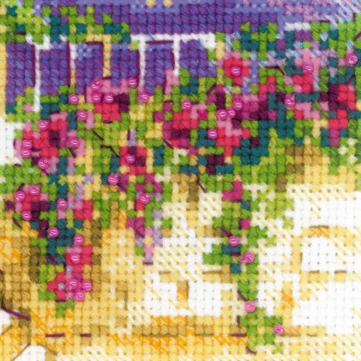 Riolis Kreuzstich-Set „Grüne Hügel“ – 30x40 Cm, Mit Stoff, Garn & Nadel