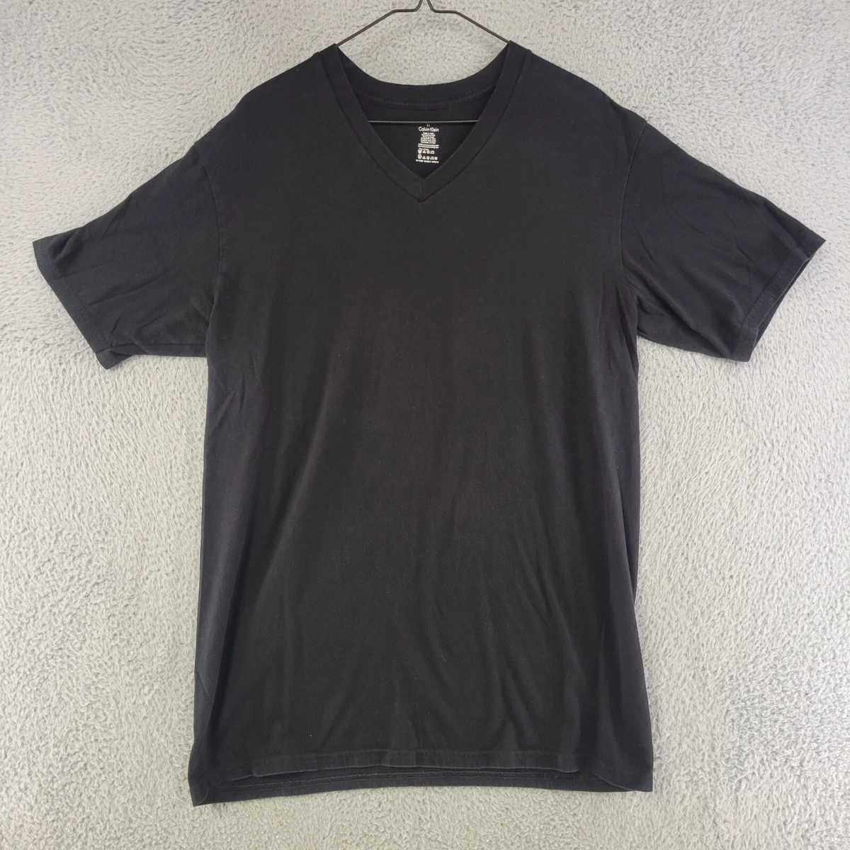 Calvin Klein Shirt Mens LT Large Tall Black Short Sleeve V Neck Casual T  Shirt | eBay