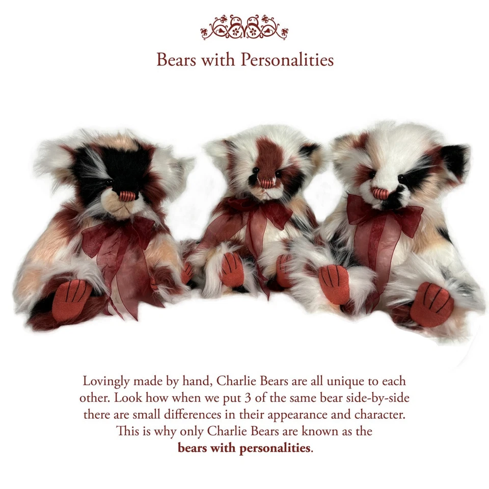 Oso de peluche Charlie Bears Thursday sutil de piel púrpura y beige - suave, lindo Foto 3 de 4