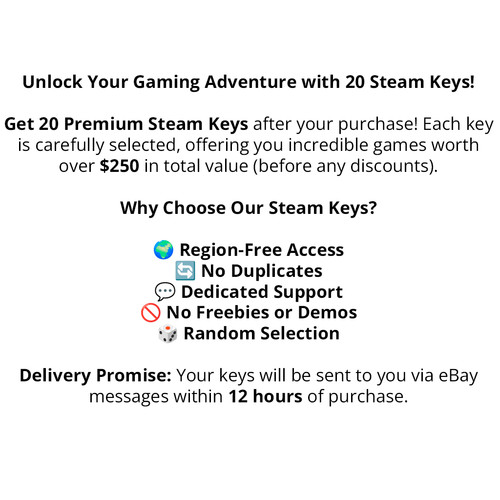 20 Premium Steam Keys | PC Games | $250+ Value | Global & Region-Free Access - Picture 2 of 2