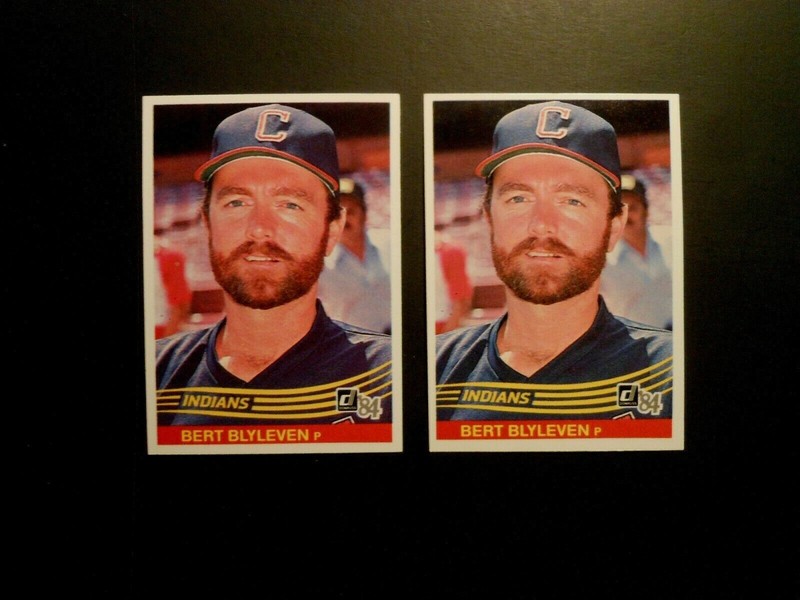 LOT OF (2) 1984 DONRUSS BASEBALL CARDS #129 BERT BLYLEVEN   INDIANS   HOFer