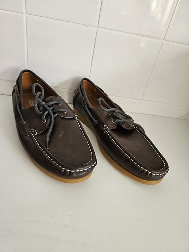 ZAPATOS INFORMALES NICHOLAS DEAKINS MARRÓN CASTAÑO REINO UNIDO 8 £65 CUERO CUBIERTA BARCO - Imagen 13 de 13