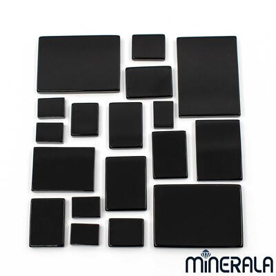 NATURAL BLACK ONYX RECTANGLE FLAT TOP LOOSE GEMSTONE 6x8mm-18x25mm WP002B3