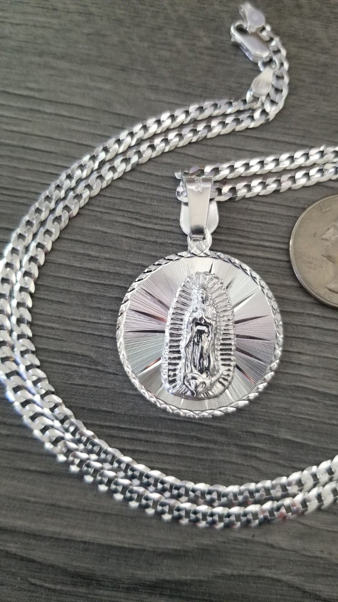 Catena E Ciondolo Vergine Di Guadalupe In Argento 925 – Fatto A Mano Messico