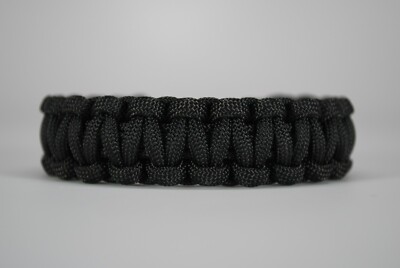 550 Paracord Survival Bracelet Cobra Solid Black ''Made in the USA''