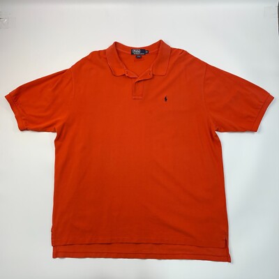 Vintage Ralph Lauren Polo Shirt Mens 2XL XXL Carrot Orange Cotton