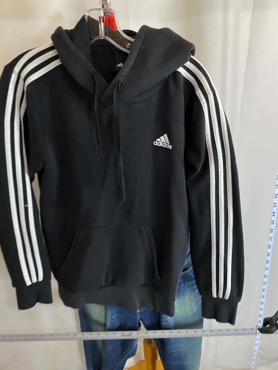 Adidas Black White Stripe Hoody SWEATER Small S
