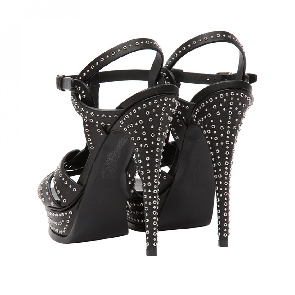 Sandali Saint Laurent Tribute con borchie plateau cinturino a T taglia 41