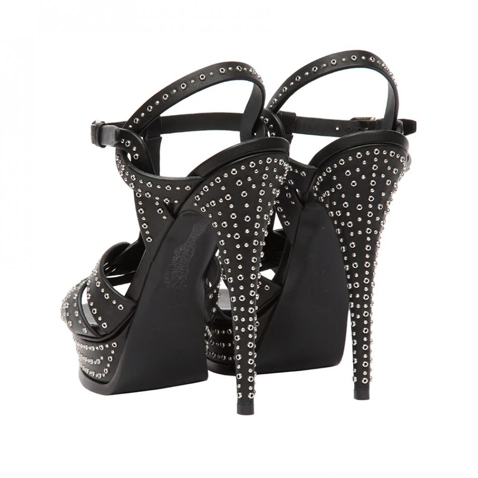 SAINT LAURENT (YSL) Sandali Saint Laurent Tribute con borchie plateau cinturino a T taglia 41