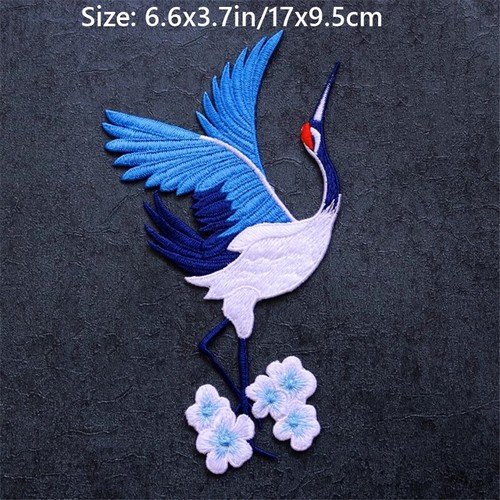 Chinese Sew on Applique Patch Trim Embroidery Crane Floral Sewing Craft DIY