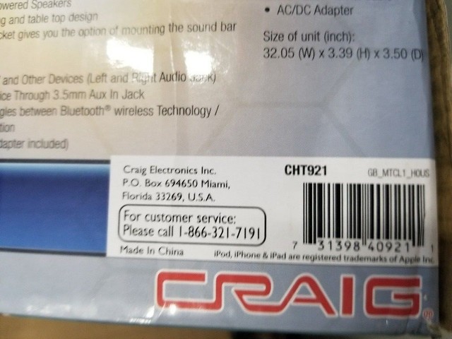 craig 32 inch sound bar