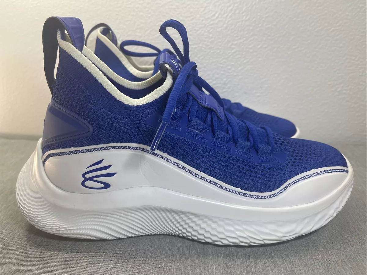 Under Armour Curry 8 Flow Like Water 7.5 Basketball Shoes Blue White 3023085-402