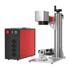 80W MOPA JPT Fiber Laser Engraving Marking Color Metal Engraver with Rotary Axis
