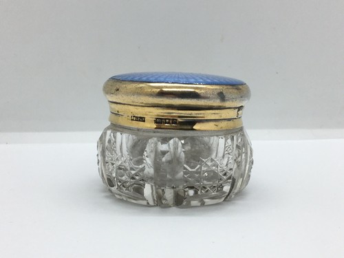 Vaso vaso da toeletta in vetro smaltato dorato e guilloché argento massiccio Asprey - Foto 4 di 10