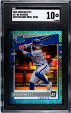 2020 Donruss Optic #37 Bo Bichette RC SGC 10 Gem Mint Green Dragon Prizm /84