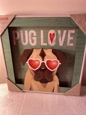 Pug Love Framed Sign From Summer Fun Collection By Elico Ltd