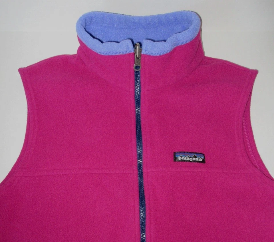 Винтажный флисовый жилет Patagonia для девочки средний размер 10 пурпурный фиолетовый синий детский - Изображение 2 из 4