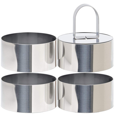 Round Cake Ring Mold, 3 Inch Stainless Steel Mousse Mold with Pusher & Lifter