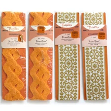 Lot Vtg 70s Trimtex Jumbo Ric-Rac & 2" Wide Embroidered Woven Border Trims